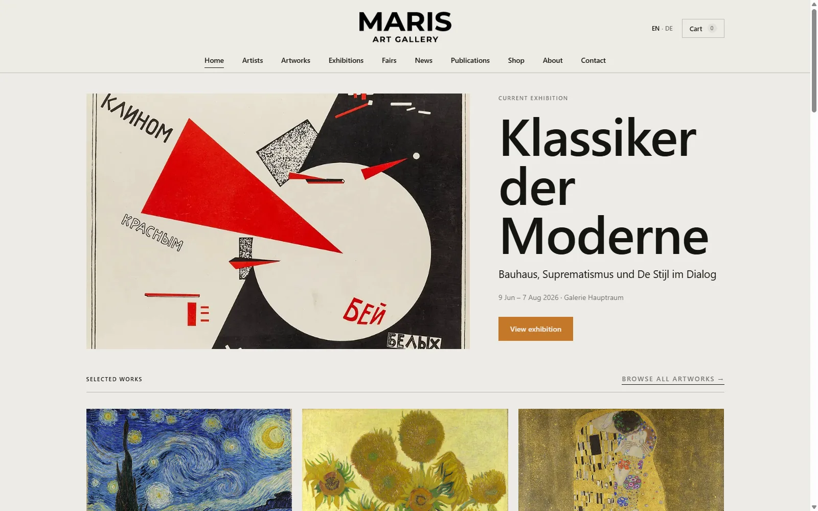 Ansicht Galerie-Website im Vault